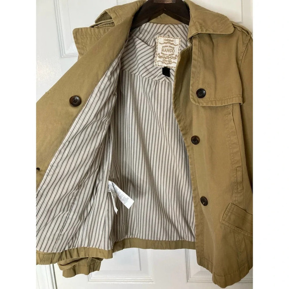 MNG Mango beige double breasted cotton jacket sz M - Picture 9 of 15